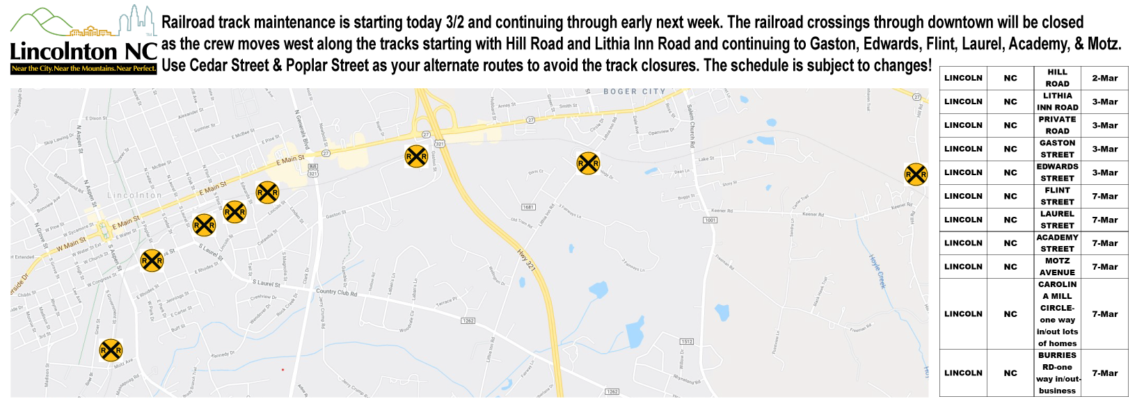 RR crossing closures MAP